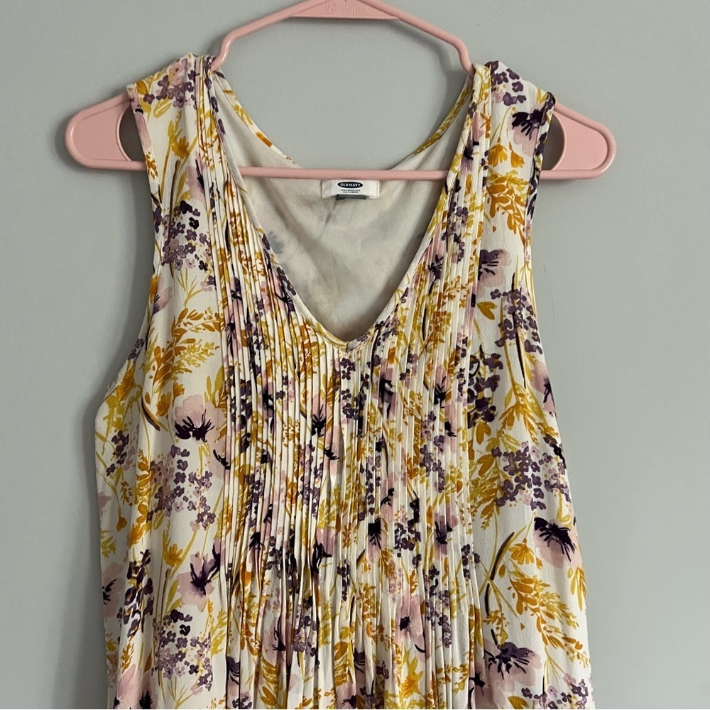 Old Navy Yellow Purple Floral Sleeveless V Neck Sundress - Picture 2 of 4